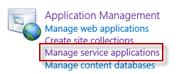selecting Manage service applications