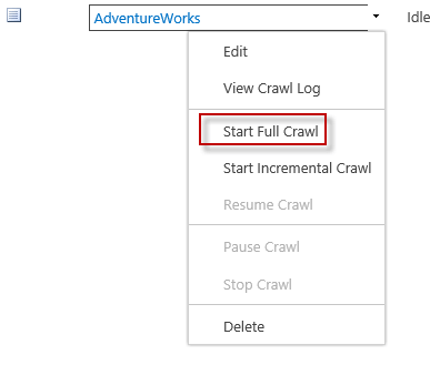 select start full crawl