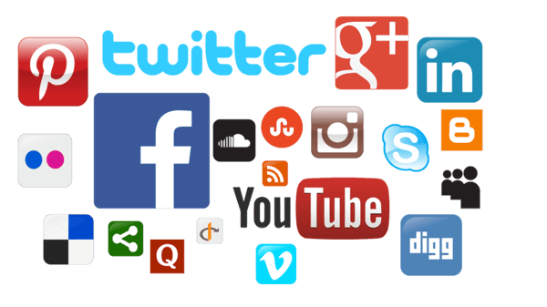 various social media platform icons