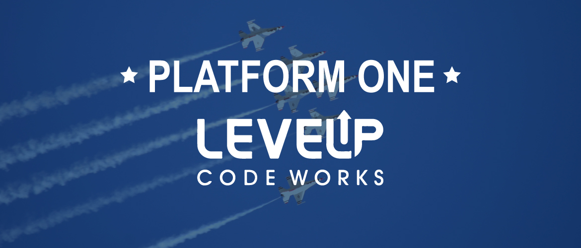 Four planes flying near each other with white text on top saying Platform one Level UP