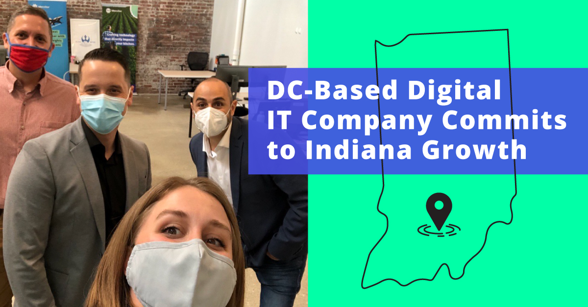 Text reads: DC-Based Digital IT Company Commits to Indiana Growth 